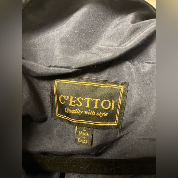 M/L Women’s Winter Puffer Quilted Coat jacket with fur around hoodie Navy /Green - Picture 6 of 9